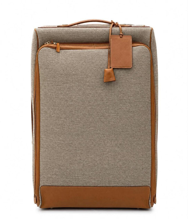 Hermes Etoupe Fauve Toile Gold Barena Leather Caleche Express Rolling Luggage (Pre-owned) D4WDJ9Y