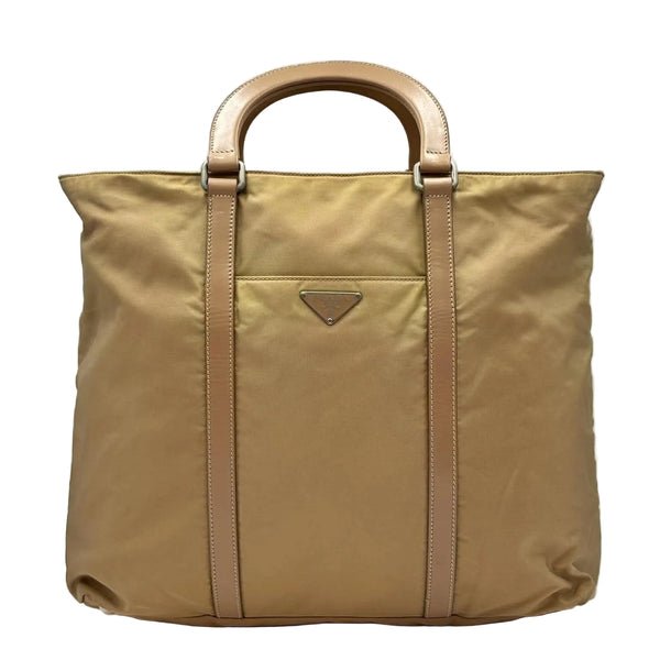 Prada Vela Nylon Shoulder Handbag Beige (Pre-owned)