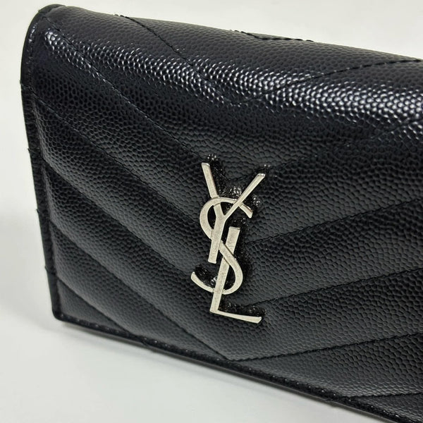Saint Laurent Grain De Poudre Matelasse Chevron Monogram (Pre-owned)