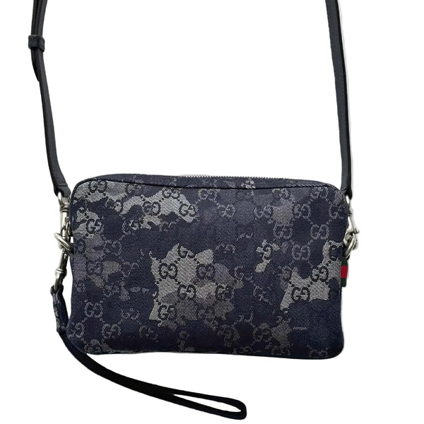 Gucci Denim GG Monogram Camouflage Small Crossbody Bag Blue (Like new) X2WDT4J
