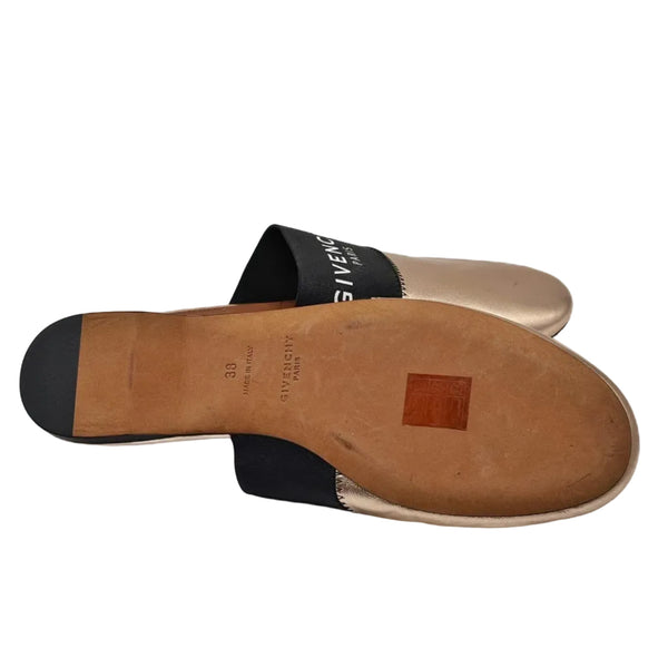 Givenchy Metallic Gold Leather Mules Sandals (unused)