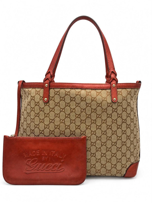 Gucci Beige/Red GG Canvas Craft Original Tote Bag (Pre-owned) B6VHK3J