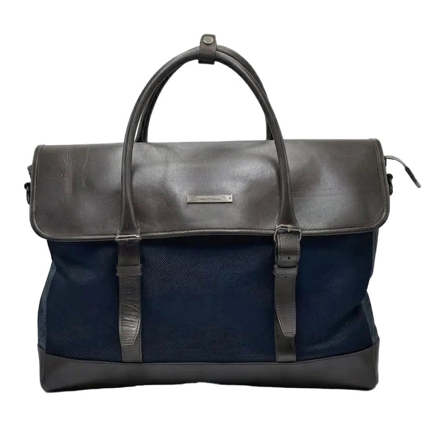 Burberry Black Label Business Bag Dark Brown/Navy Leather (Pre-owned)
