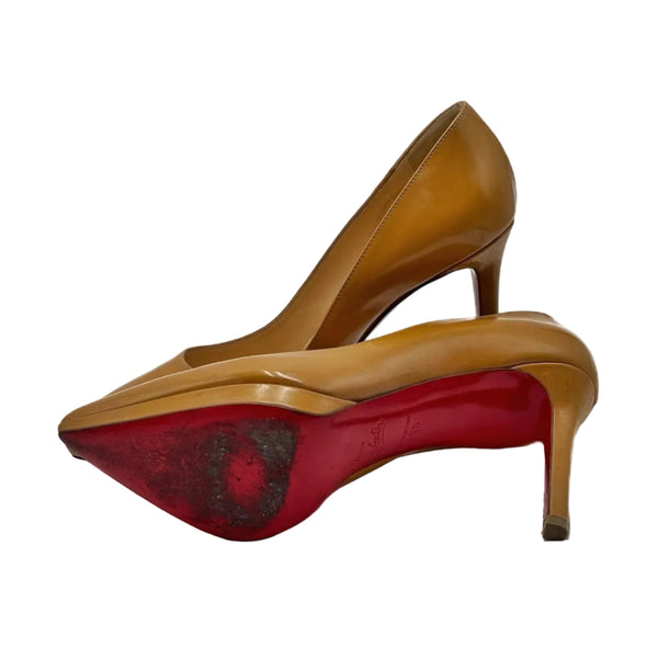 Christian Louboutin Camel Jazz Calf Leather Decollete 868 100 Pumps (Pre-owned)