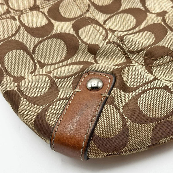 Coach Signature Shoulder CrossBody Bag Beige Brown (Pre-owned)
