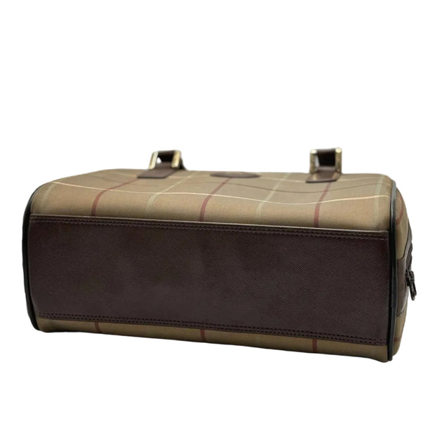 Burberry Nova Check Boston Bag Nylon Canvas Brown Auth (Pre-owned)