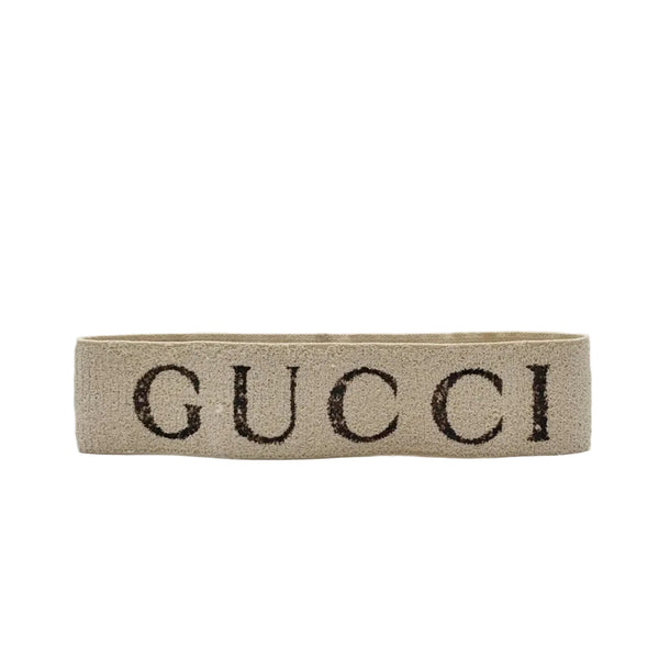 Gucci Cotton Elastic Gucci Logo Headband White (Brandnew)