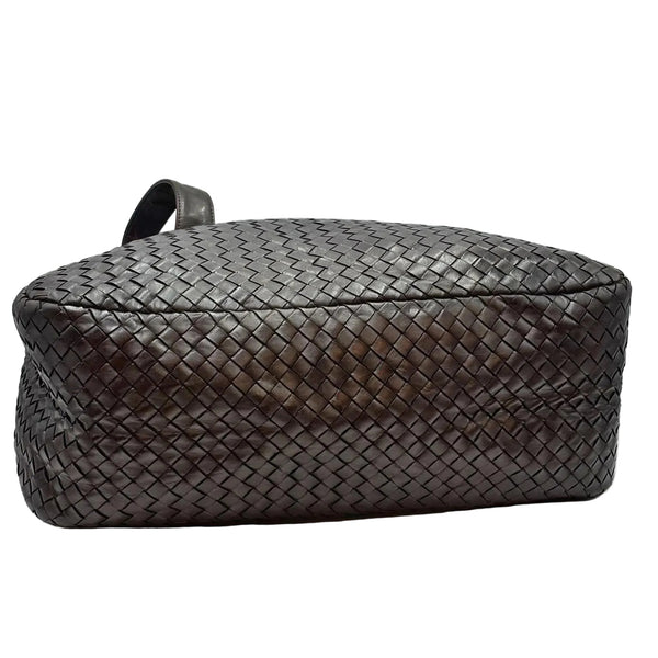 Bottega Veneta Brown Intrecciato Woven Nappa Leather Boston Top Handle Bag (Pre-owned) T4B7G43