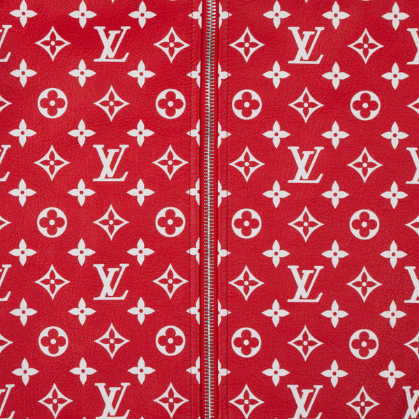 Supreme x Louis Vuitton Leather Baseball Jacket Red