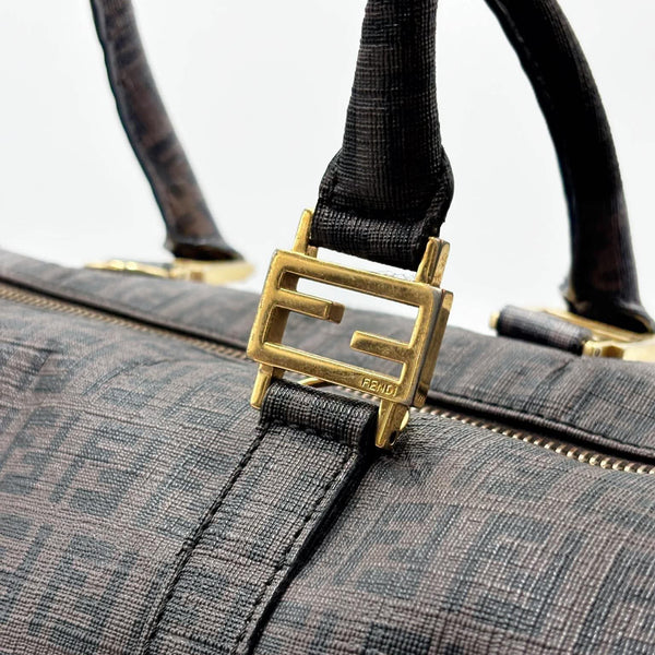 Fendi Brown Zucchino Coated Canvas and Leather Forever Bauletto Boston Bag (Pre-owned) HRTBH2M