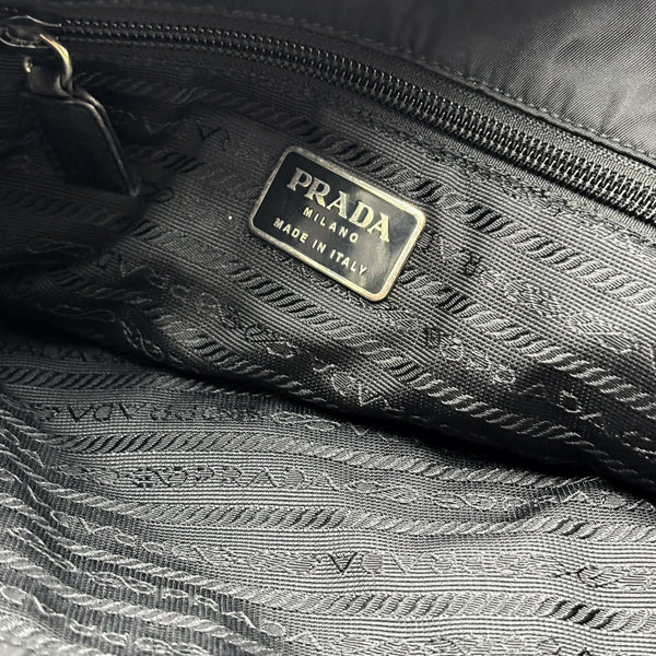 Prada Tessuto Nylon Saffiano Flat Messenger Bag Black (Pre-owned)