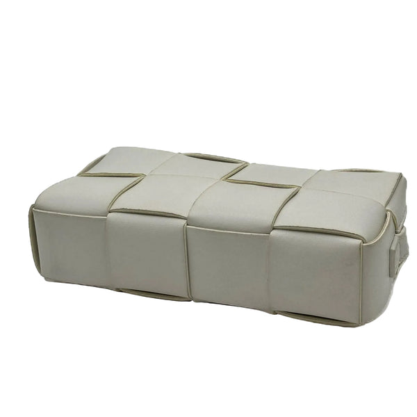 Bottega Veneta Lambskin Maxi Intrecciato Small Brick Cassette Bag White (Pre-owned) 39T8TJK