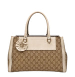 Load image into Gallery viewer, Gucci Monogram Trophy Satchel Beige Ebony Mystic White (Pre-owned) BDCVG7B
