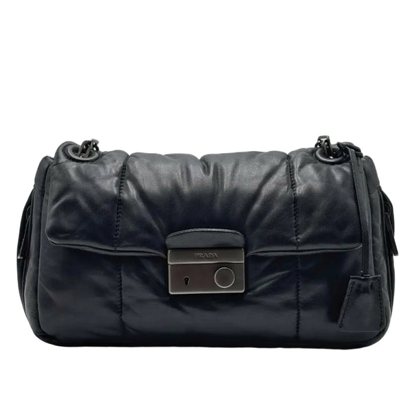 Prada Black Nappa Bomber Leather Flap Bag (Like new) YMJX29G