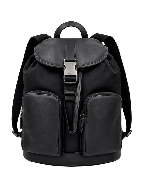 Prada Leather Backpack With Nylon Trim Black (Pre-owned) GCH9KMM