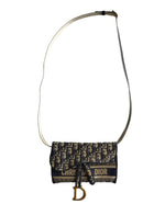 Load image into Gallery viewer, Christian Dior Oblique Slim Saddle Pouch Blue (Pre-owned) 7MJGV2D

