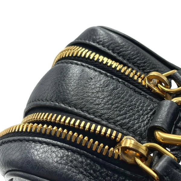 Prada Black Vitello Phenix Leather Double Zip Crossbody Bag (Like new) W6YRB9Y