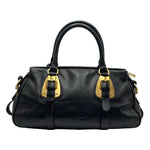 Load image into Gallery viewer, Prada Black Soft Calf Leather Satchel Bag W/ Long Strap (Pre-owned) RBCTQTV
