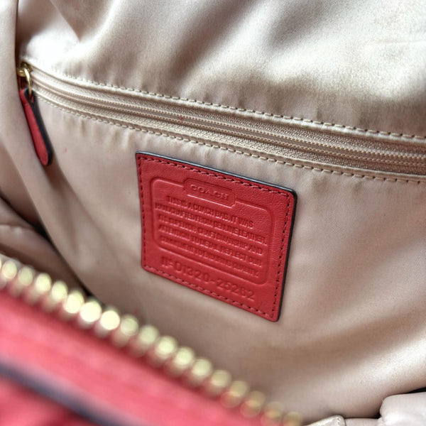 Coach Madison Gathered Twist Leather Madeline Satchel Vermillion Red (Pre-owned)