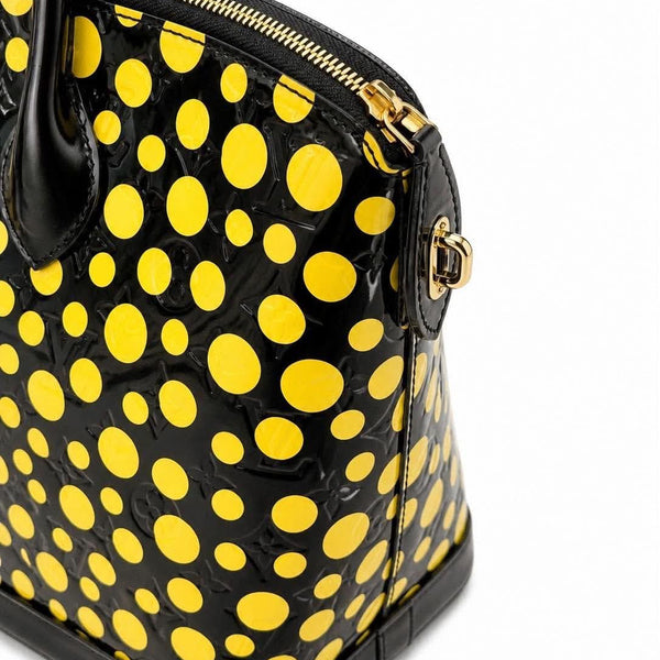 Louis Vuitton Limited Edition Yayoi Kusama Black Monogram Vernis Dots Lockit MM Bag (Vintage Condition)