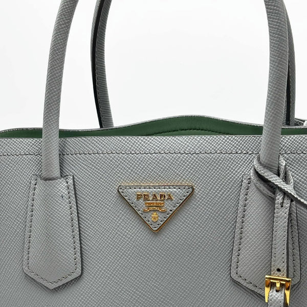 Prada Medium Saffiano Leather Double Prada Bag Grey (Pre-owned) GJ9V8B4