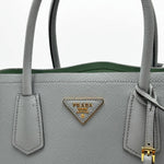 Load image into Gallery viewer, Prada Medium Saffiano Leather Double Prada Bag Grey (Pre-owned) GJ9V8BY
