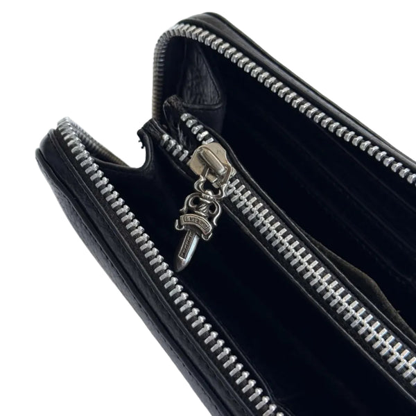 Chrome Hearts REC F ZIP Wallet 3 Cemetery Cross Patch black Leather (Vintage)