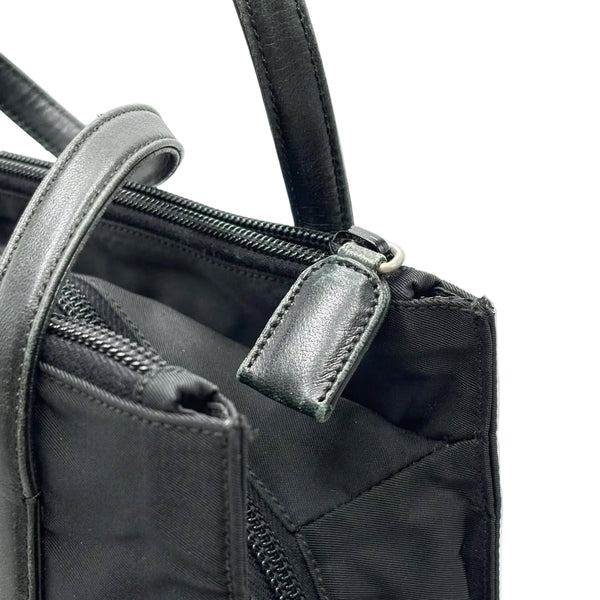 Prada Nylon Handbag Black Silver Triangle Logo (Pre-owned)