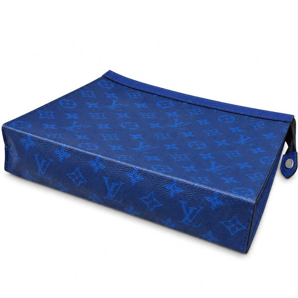 Louis Vuitton Pochette Voyage Monogram Eclipse Taiga Leather MM Pacific Blue (Brandnew) HQHY8R4