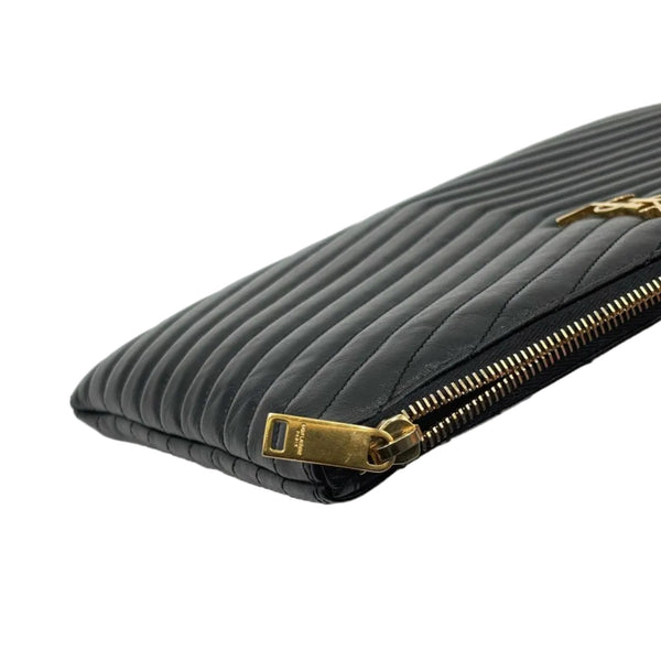 Saint Laurent Black Matelasse Quilted Leather Monogram New Jolie Pouch Wristlet (Like new) BQM6DK9