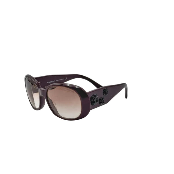 Chanel Vintage Cocomark Camellia Sunglasses Purple Eyewear (Pre-owned)