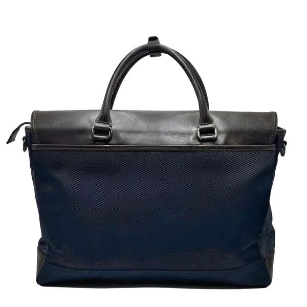 Burberry Black Label Business Bag Dark Brown/Navy Leather (Pre-owned)