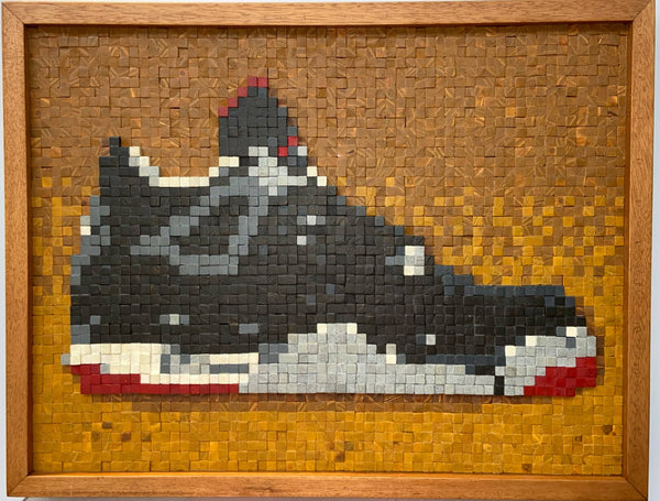 Jordan 4 Bred Wood Mosaic by Nico Osma (Framed)