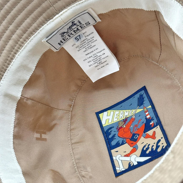 Hermès Women's Calvi Bucket Hat Beige Canvas (Brandnew)