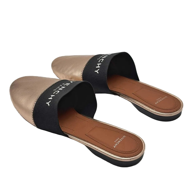 Givenchy Metallic Gold Leather Mules Sandals (unused)