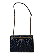 Load image into Gallery viewer, Gucci Azalea Calfskin Matelasse Heart Medium GG Marmont Slim Shoulder Bag Black 2-way (Like new) MCQ8GG6
