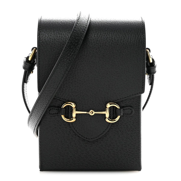 Gucci Dollar Calfskin Vertical Horsebit 1955 Crossbody Bag Black (Brandnew) RVK8H3V