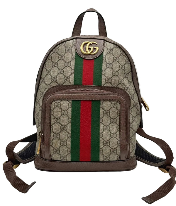 Gucci GG Supreme Monogram Calfskin Web Small Ophidia Day Backpack Beige Ebony New Acero (Pre-owned) CDQTW2T