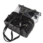 Load image into Gallery viewer, Chanel Black Quilted Crumpled Leather &amp; Transparent PVC Vanity Flap Backpack Bag
