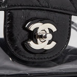 Load image into Gallery viewer, Chanel Black Quilted Crumpled Leather &amp; Transparent PVC Vanity Flap Backpack Bag
