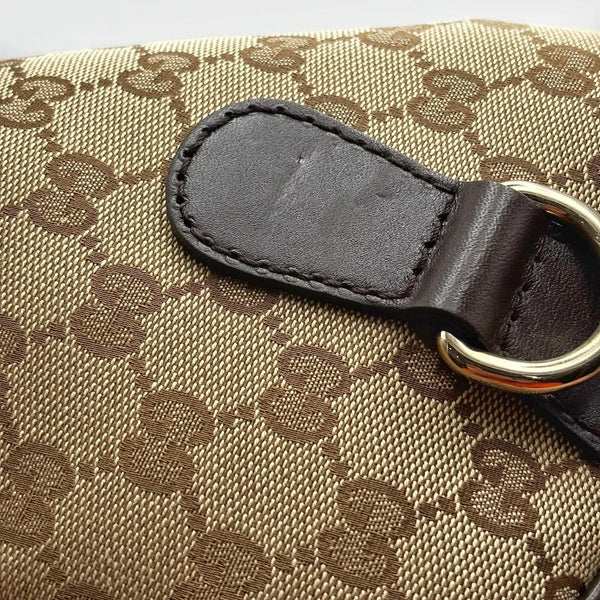 Gucci Beige/Ebony GG Canvas Vintage Web Medium Boston Bag W/ Shoulder Strap (Like new) KMH9DJ8