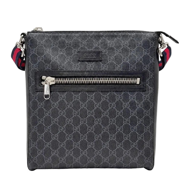 Gucci Black GG Supreme Coated Canvas Flat Messenger Bag (Pre-owned) W4B9J6D