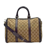 Load image into Gallery viewer, Gucci Beige/Purple GG Canvas Medium Joy Boston Bag W/Shoulder Strap (Like new)
