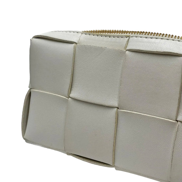 Bottega Veneta Lambskin Maxi Intrecciato Small Brick Cassette Bag White (Pre-owned) 39T8TJK