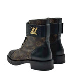 Load image into Gallery viewer, Louis Vuitton Calfskin Monogram Wonderland Flat Ranger Boots 38 Black
