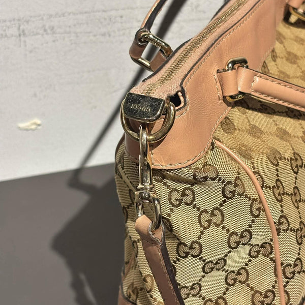 GucciGG Canvas Hand Bag 2way Beige Pink (Pre-owned) Q7VWXCT