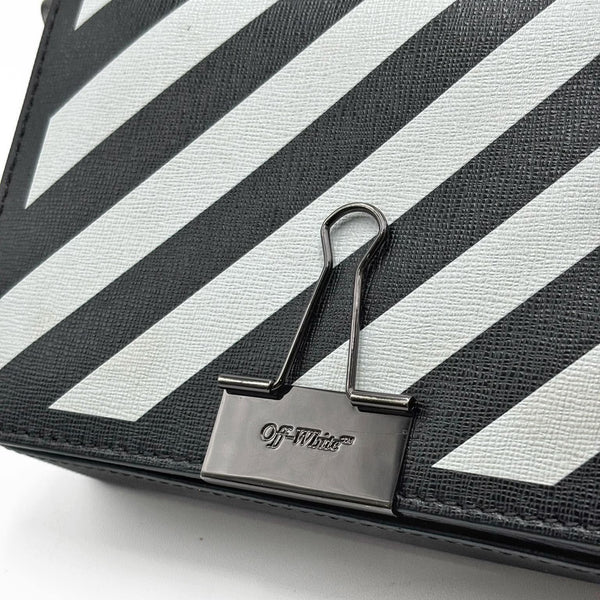 Off-White Saffiano Striped Mini Diag Binder Clip Bag Black White (Like new)