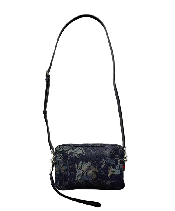 Gucci Denim GG Monogram Camouflage Small Crossbody Bag Blue (Like new) X2WDT4J