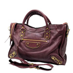 Load image into Gallery viewer, Balenciaga Cassis Grained Chevre Leather Metallic Edge City Bag (Pre-owned) 8Y8KVRT
