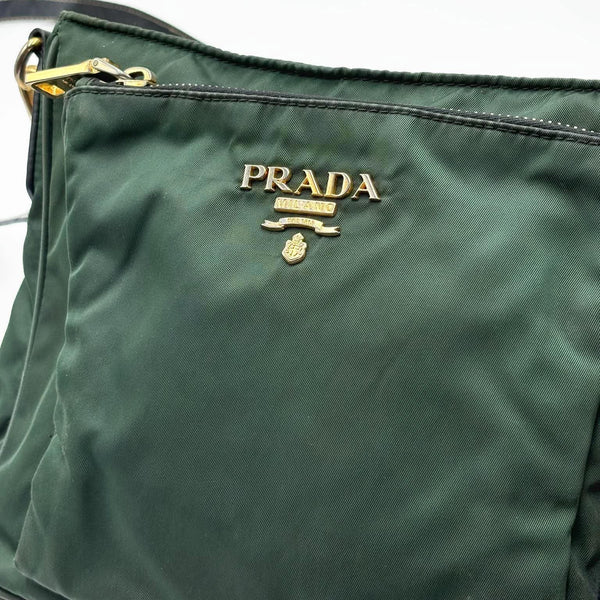 Prada Tessuto Nylon Messenger Bag Dark Green (Pre-owned) R7GH8JB